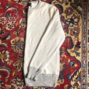 J. Crew White and Grey Crewneck Sweater